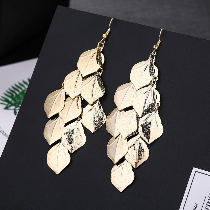 Wholesale Fashion Metal Exaggerated Tassel Long Earrings